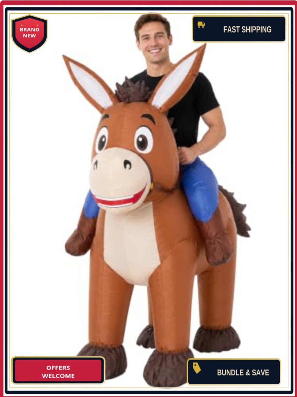 Inflatable Donkey Costume Adult Funny Ride On Halloween Polyester
